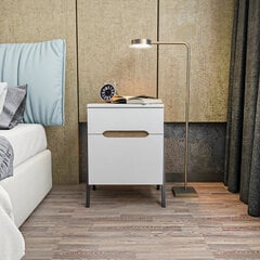 Naktinis staliukas Asir, 45x38x63,5 cm, rudas/baltas kaina ir informacija | Spintelės prie lovos | pigu.lt