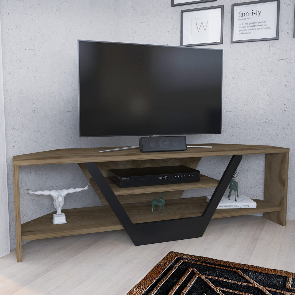 TV stovas Asir, 120x35x36,8 cm, rudas/juodas kaina ir informacija | TV staliukai | pigu.lt