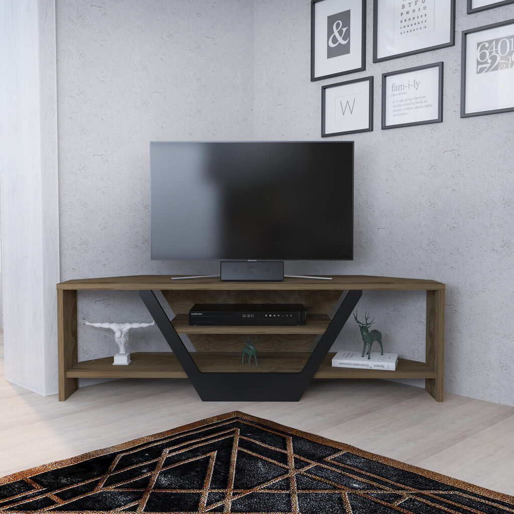 TV stovas Asir, 120x35x36,8 cm, rudas/juodas kaina ir informacija | TV staliukai | pigu.lt