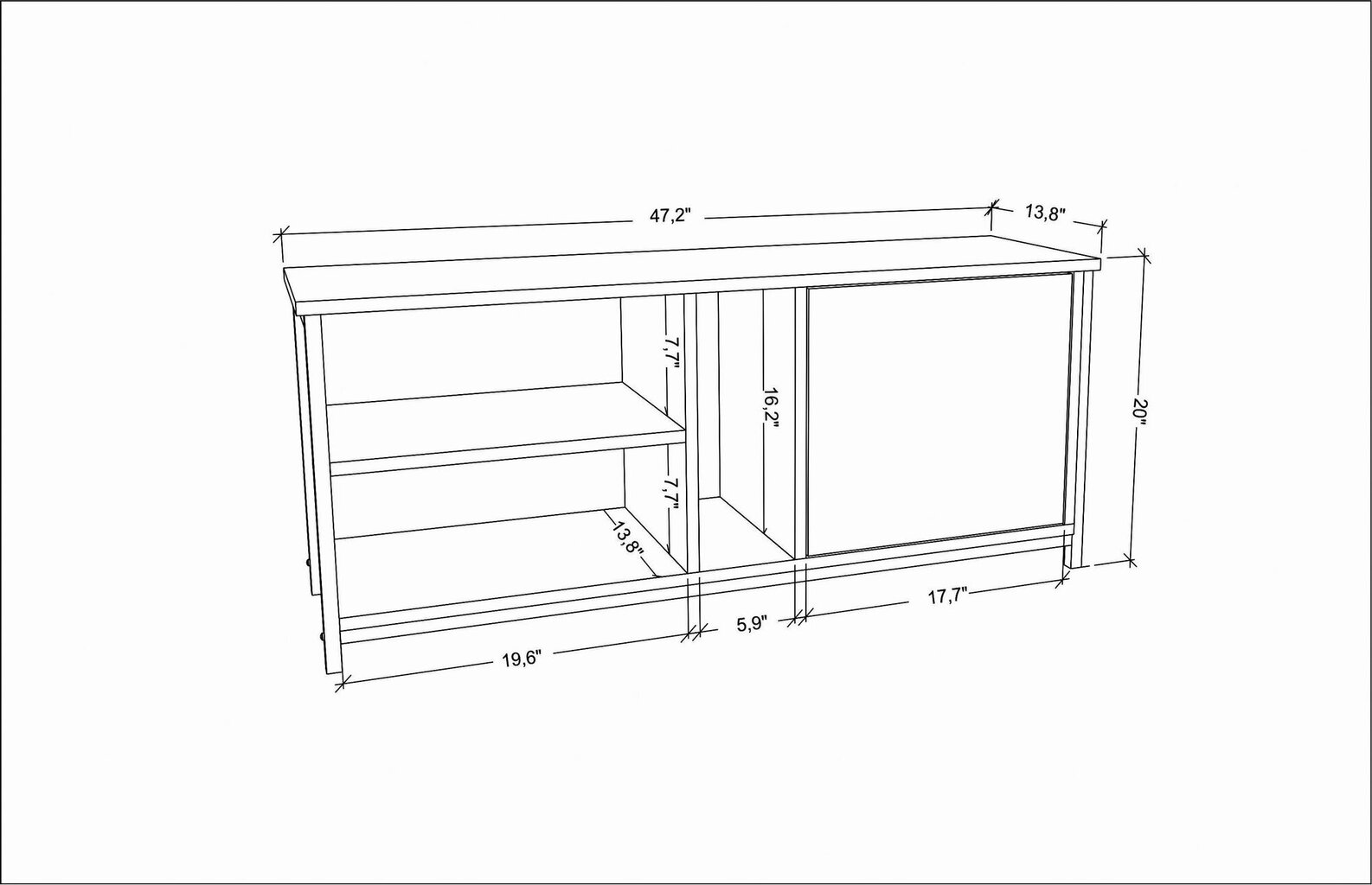 TV stovas Asir, 120x35,3x50,8 cm, baltas kaina ir informacija | TV staliukai | pigu.lt