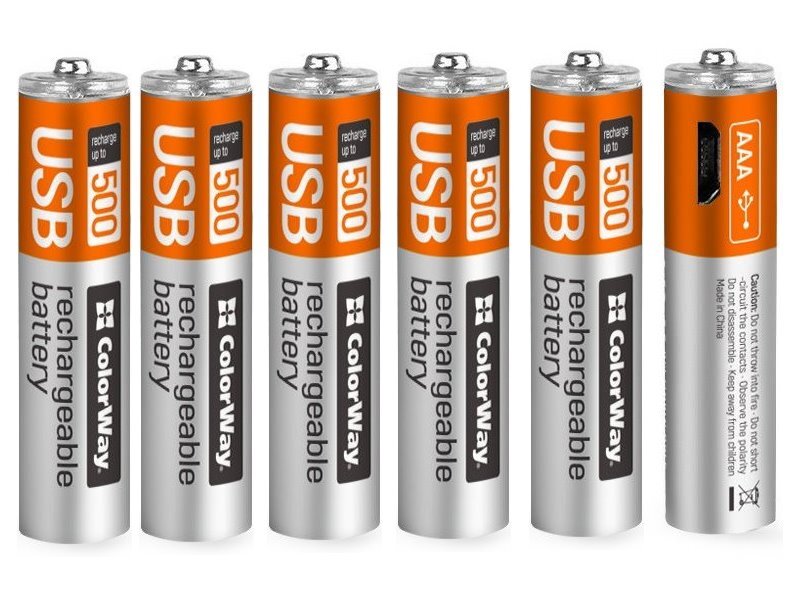 Spalvota nešiojama baterija aaa 400mah / mikro usb / 1.5V kaina ir informacija | Elementai | pigu.lt