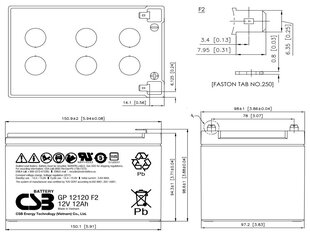 Akumuliatorius CSB GP12120 F2, 12V/12Ah kaina ir informacija | Akumuliatoriai | pigu.lt