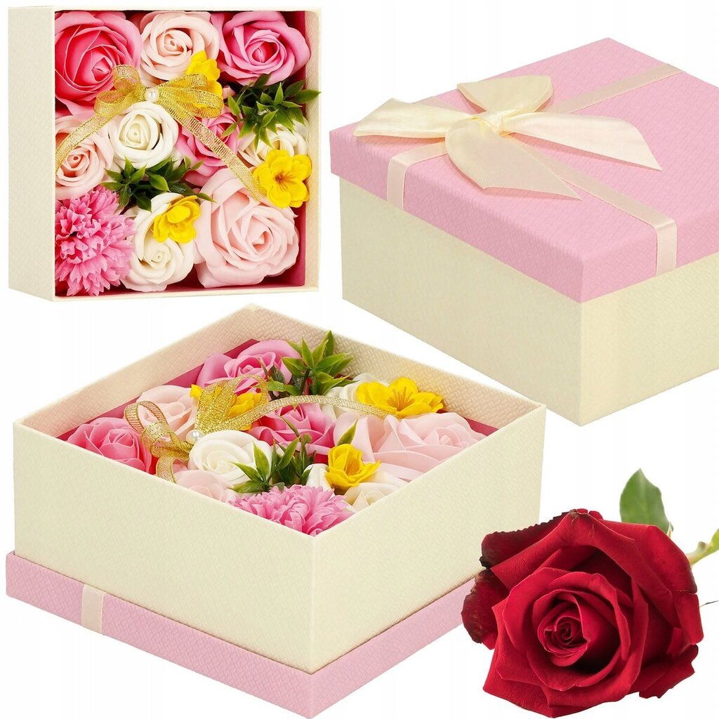 Muilo gėlių puokštė dėžutėje kaina ir informacija | Muilai | pigu.lt