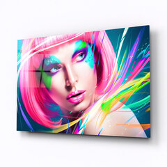 Картина из закаленного стекла - девушка с розовыми волосами цена и информация | Репродукции, картины | pigu.lt