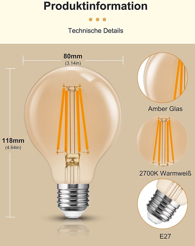 LED lempos Fulighture E27 (2vnt) цена и информация | Elektros lemputės | pigu.lt