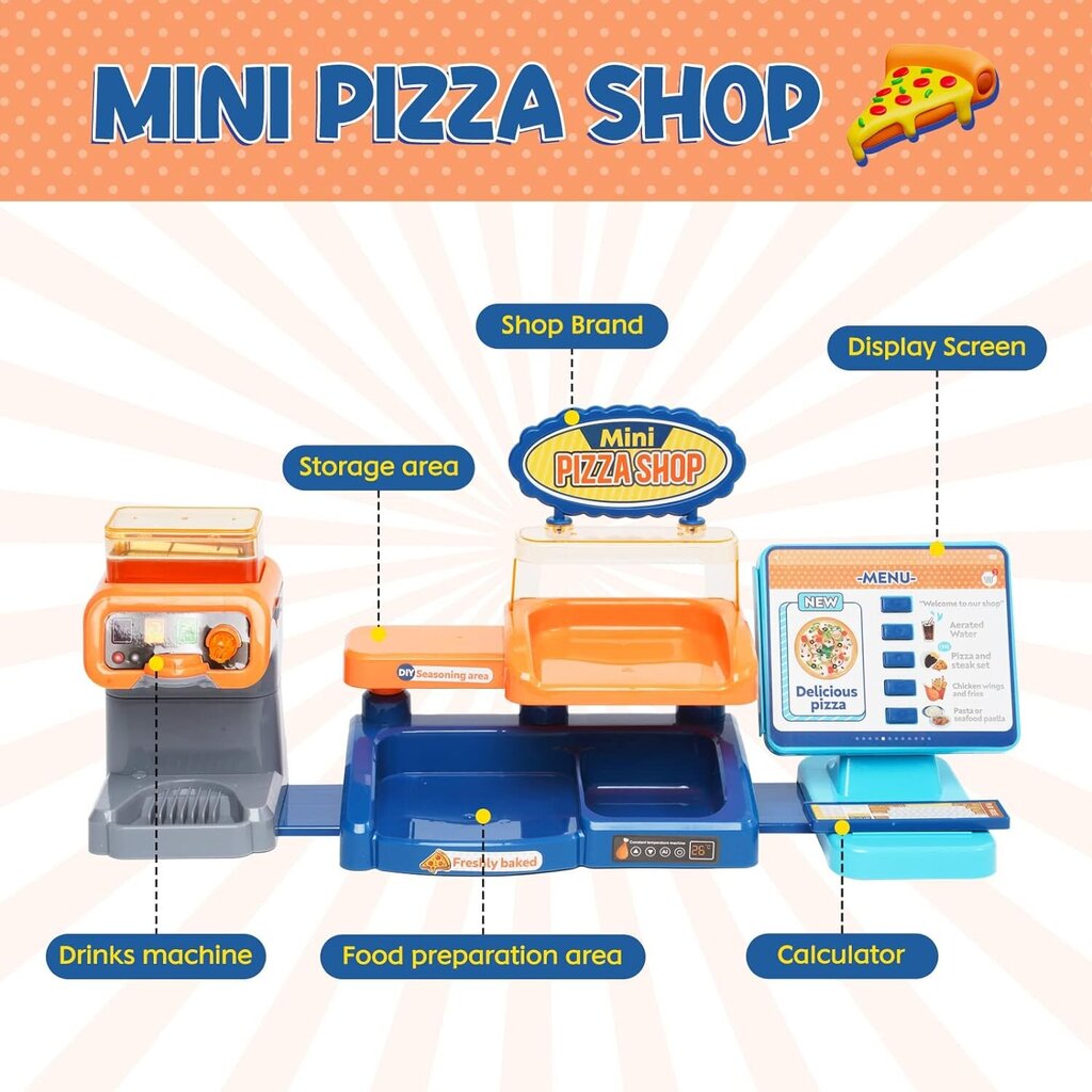 Vaikiškas žaislų rinkinys Picerija Pizza Shop kaina ir informacija | Žaislai mergaitėms | pigu.lt