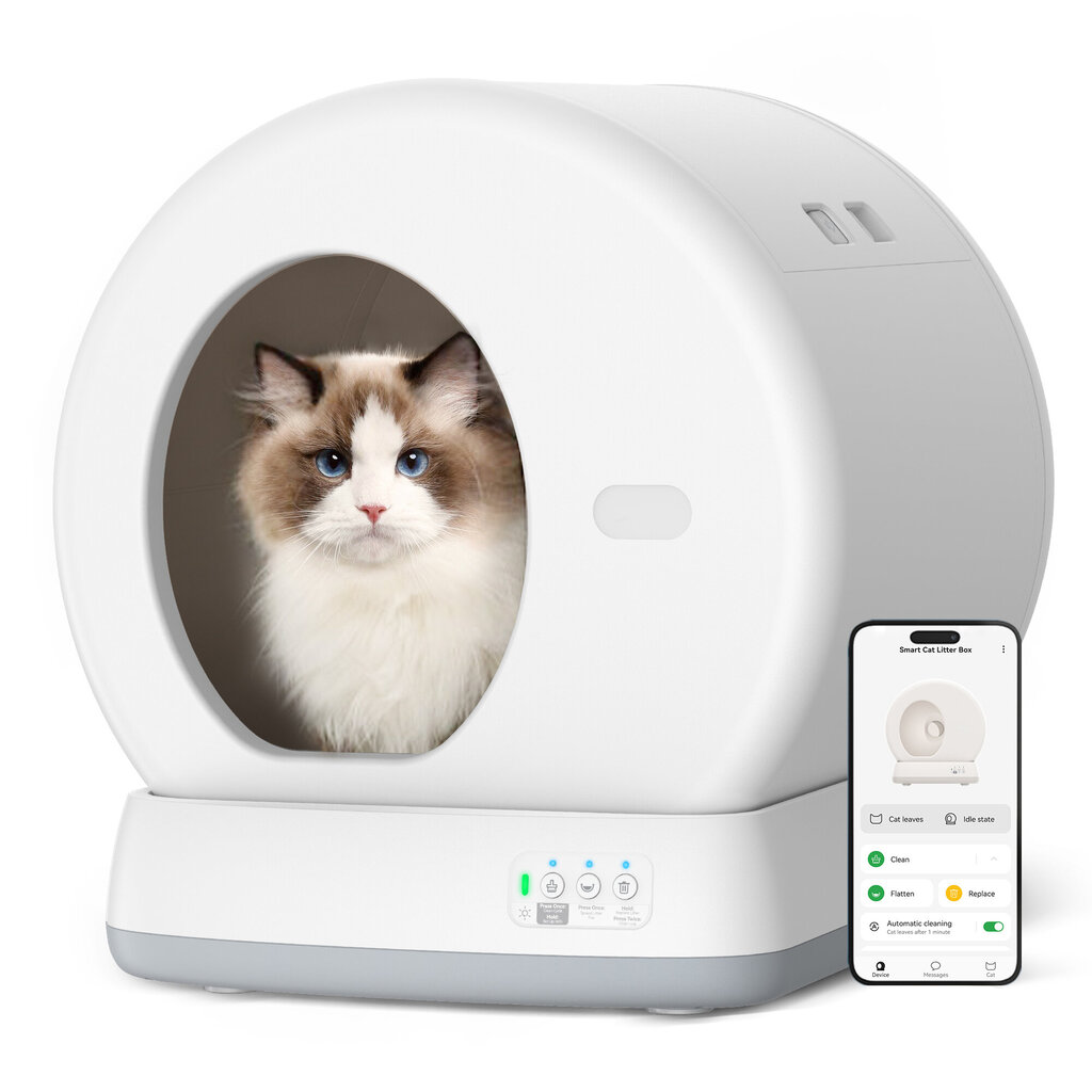 Automatinė kačių kraiko dėžė su APP valdymu kaina ir informacija | Kačių tualetai | pigu.lt