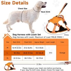 Регулируемые шлейка и поводок для собак, L цена и информация | Ошейники, подтяжки для собак | pigu.lt