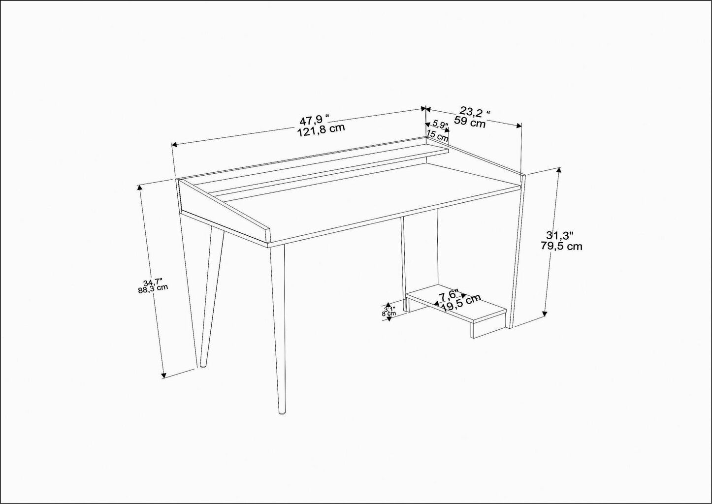 Stalas Asir, 121,8x59x88,3 cm, rudas kaina ir informacija | Kompiuteriniai, rašomieji stalai | pigu.lt