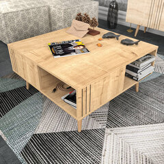 Kavos staliukas Asir, 89,6x89,6x46,5 cm, smėlio spalvos kaina ir informacija | Kavos staliukai | pigu.lt