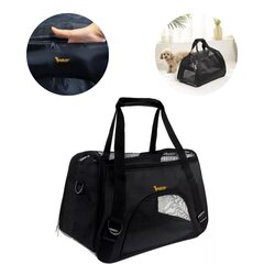 Transportavimo krepšys šunims ir katėms Purlov, juodas, 30x25x50 cm kaina ir informacija | Transportavimo narvai, krepšiai | pigu.lt