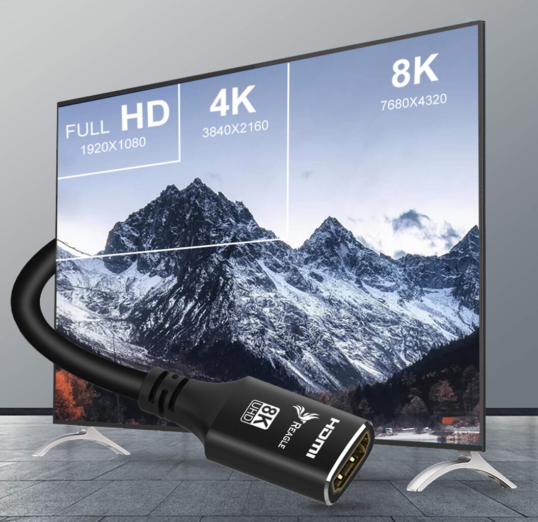 Reagle prailginimo kabelis HDMI 2.1 4K 144Hz 0,5 m adapterio kabelis цена и информация | Korpusų priedai | pigu.lt