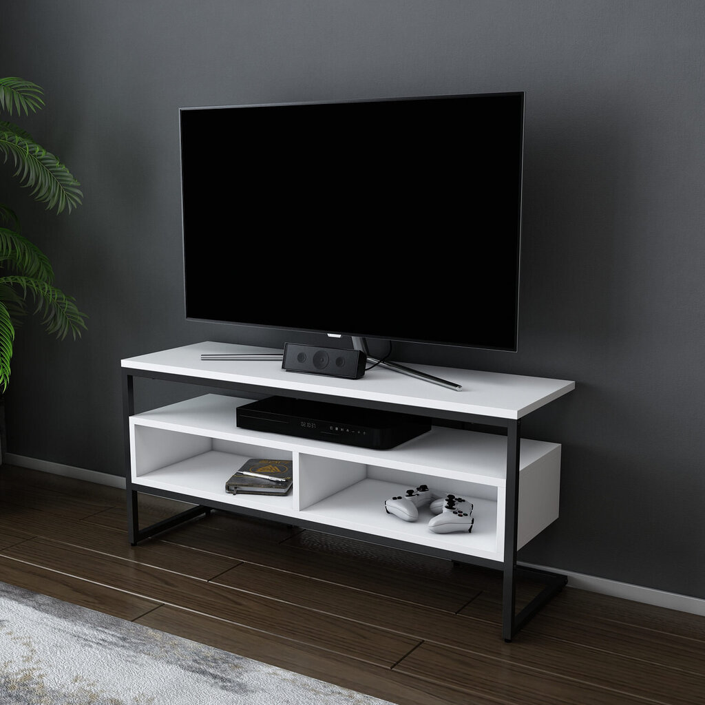 TV stovas Asir, 110x35x49,9 cm, juodas/baltas kaina ir informacija | TV staliukai | pigu.lt