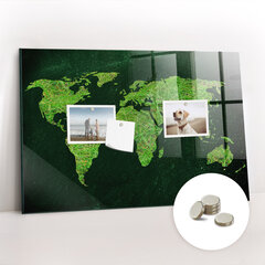 Magnetinė lenta Žolėtas Pasaulio Žemėlapis, 60x40 cm kaina ir informacija | Kanceliarinės prekės | pigu.lt
