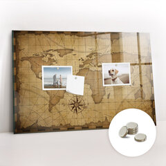 Magnetinė lenta Vintažinis Pasaulio Žemėlapis, 60x40 cm kaina ir informacija | Kanceliarinės prekės | pigu.lt