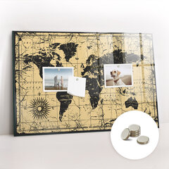 Magnetinė lenta Vintažinis Pasaulio Žemėlapis, 60x40 cm kaina ir informacija | Kanceliarinės prekės | pigu.lt