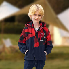 Куртка весна-осень для мальчика на флисовой подкладке Безюн, красная в крапинку цена и информация | Куртки для мальчиков | pigu.lt