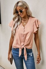 Женская блузка с завязками Аleumdr, абрикос цена и информация | Женские блузки, рубашки | pigu.lt
