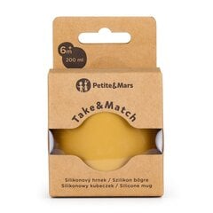 Silikoninis puodelis Petite&Mars Take&Match Intense ,Ochre yellow, 6m+, 200 ml цена и информация | Бутылочки и аксессуары | pigu.lt