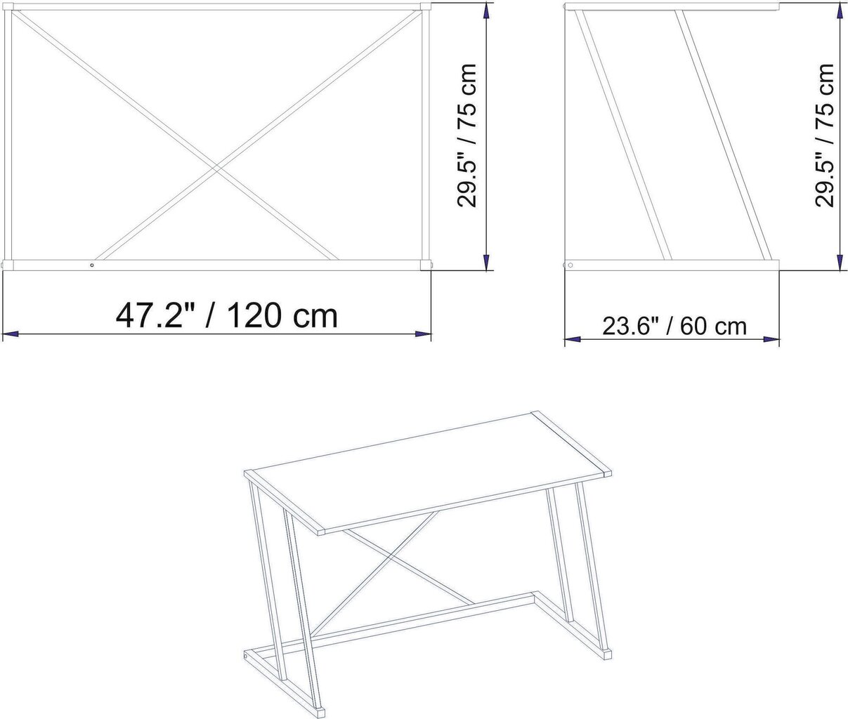 Stalas Asir, 114x60x75 cm, auksinis/baltas цена и информация | Kompiuteriniai, rašomieji stalai | pigu.lt