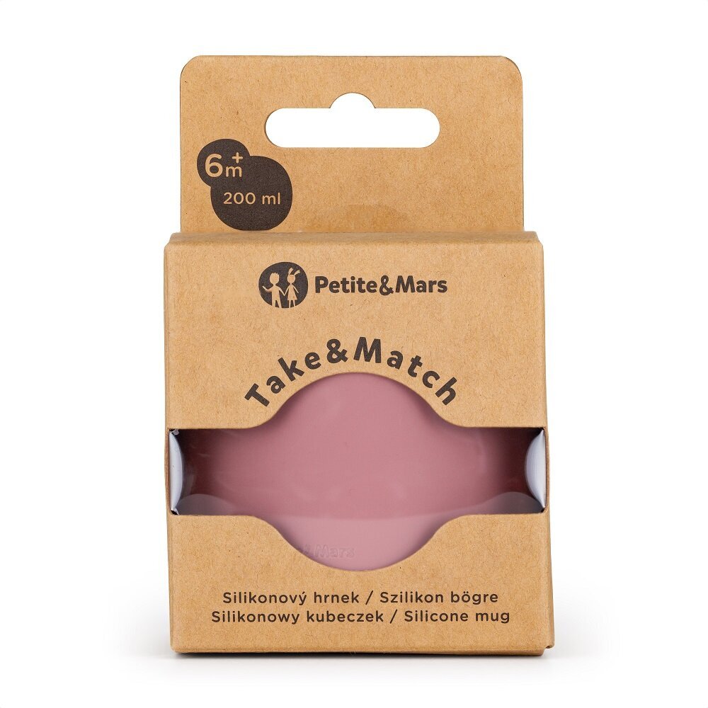 Silikoninis puodelis Petite&Mars Take&Match, Dusty Rose Pink, 6m+, 200ml kaina ir informacija | Buteliukai kūdikiams ir jų priedai | pigu.lt