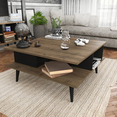 Журнальный столик, Asir, 89x89x44 см, коричневый/черный цена и информация | Журнальные столики | pigu.lt
