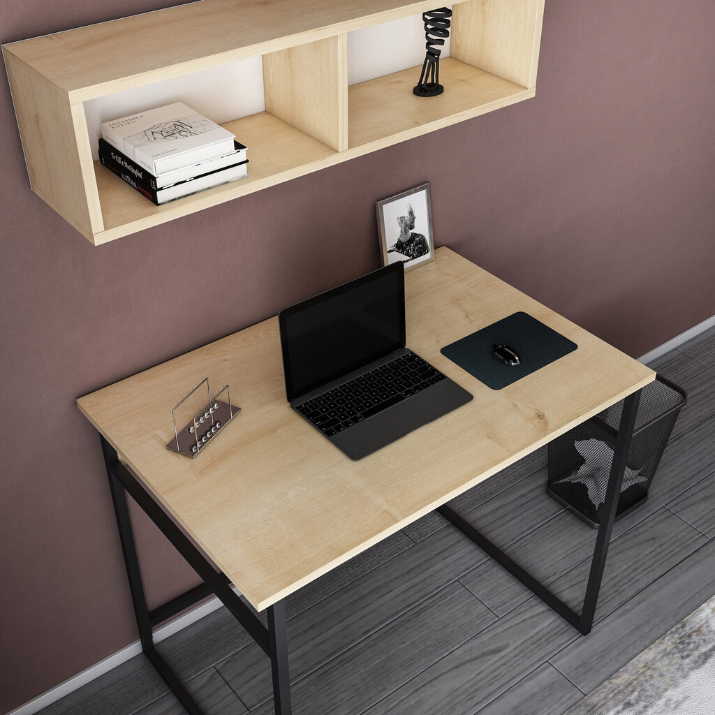Stalas Asir, 90x60x75 cm, juodas/smėlio spalvos цена и информация | Kompiuteriniai, rašomieji stalai | pigu.lt