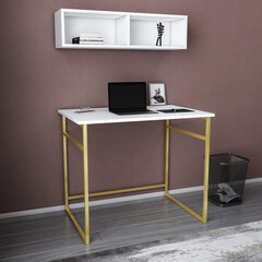 Стол, Асир, 90х60х75 см, золотой/белый цена и информация | Компьютерные, письменные столы | pigu.lt