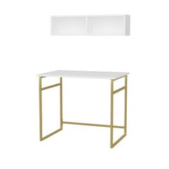 Стол, Асир, 90х60х75 см, золотой/белый цена и информация | Компьютерные, письменные столы | pigu.lt