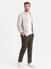Мужские брюки чинос классического кроя с тонкой текстурой — темно-оливковый v4 om-pacp-0190 124479-7 цена и информация | Мужские брюки | pigu.lt