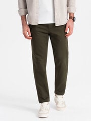 Мужские брюки чинос классического кроя с тонкой текстурой — темно-оливковый v4 om-pacp-0190 124479-7 цена и информация | Мужские брюки | pigu.lt