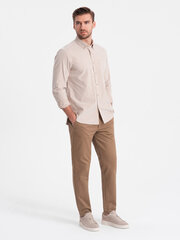 Мужские брюки чинос классического кроя с тонкой текстурой — коричневый v2 om-pacp-0190 124477-7 цена и информация | Мужские брюки | pigu.lt
