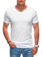 мужская базовая футболка с v-образным вырезом em-tsbs-0101 - белая v2 124257-7 цена и информация | Футболка мужская | pigu.lt