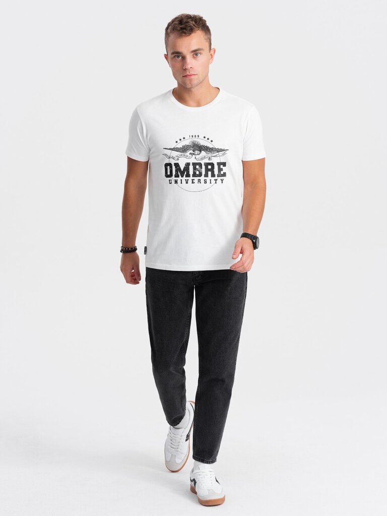 Marškinėliai vyrams Ombre Clothing 124254-7, balti kaina ir informacija | Vyriški marškinėliai | pigu.lt