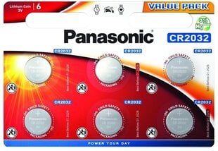 3 produktų rinkinys. Panasonic baterija CR2032/6B kaina ir informacija | Elementai | pigu.lt