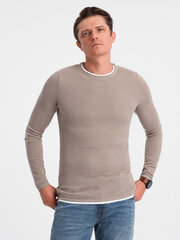 Мужской хлопковый свитер с круглым вырезом — холодный бежевый v9 om-swsw-0103 124232-7 цена и информация | Мужской джемпер | pigu.lt