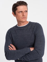 Мужской хлопковый свитер с круглым вырезом — темно-синий меланж v3 om-swsw-0103 124229-7 цена и информация | Мужской джемпер | pigu.lt