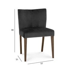 Комплект из 2 стульев TURIN 57x51xH80см, темно-серый бархат, ножки темного дуба цена и информация | Стулья для кухни и столовой | pigu.lt