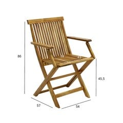 Комплект из 2 садовых стульев Finlay с подлокотниками 54x57xH86см, акация цена и информация | Садовые стулья, кресла, пуфы | pigu.lt