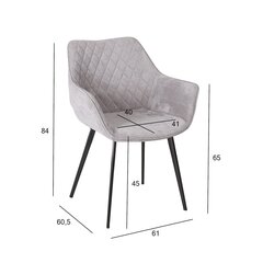 Комплект из 2 стульев NAOMI 61x60,5xH47 / 84см, серая ткань цена и информация | Стулья для кухни и столовой | pigu.lt