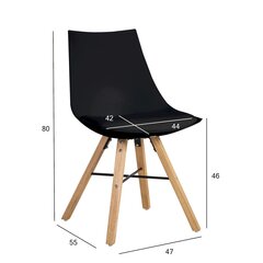 Комплект из 2 стульев SEIKO 47x55xH80cм, черный цена и информация | Стулья для кухни и столовой | pigu.lt