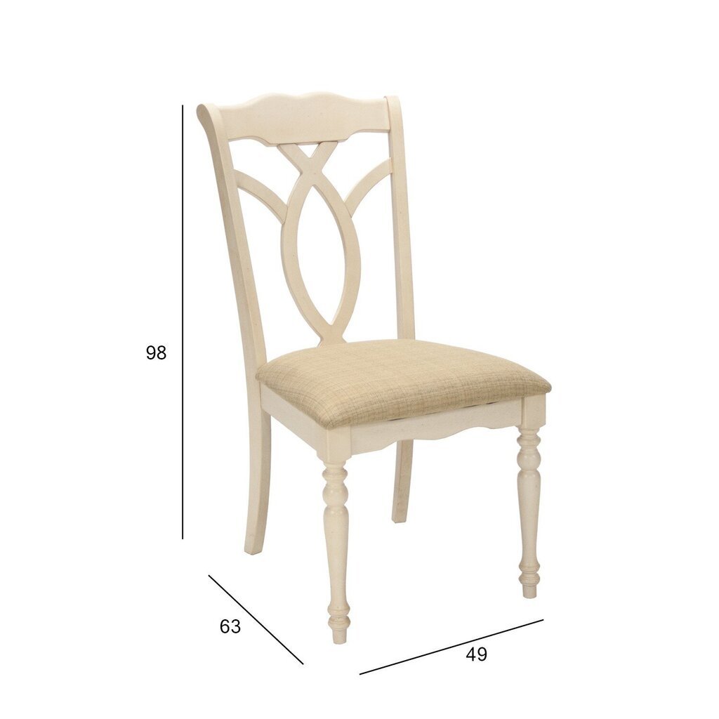 2-ių kėdžių komplektas Home4You Lily, smėlio/baltas kaina ir informacija | Virtuvės ir valgomojo kėdės | pigu.lt