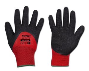 Apsauginės pirštinės Bradas Perfect Grip Red Full, lateksas, dydis 9, 24 vnt. kaina ir informacija | Darbo pirštinės | pigu.lt