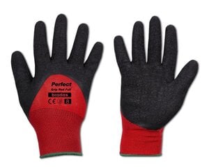 Darbo pirštinės Perfect grip red full, padengtos lateksu, 8 d, 24 vnt. kaina ir informacija | Darbo pirštinės | pigu.lt