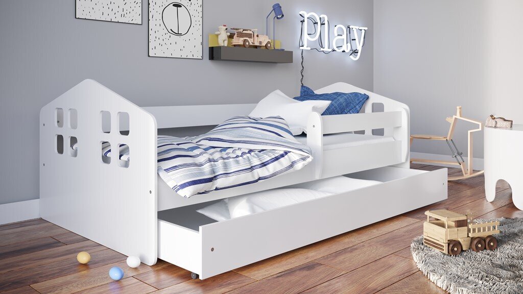 Vaikiška lova su stalčiumi ir čiužiniu Kocot Kids Kacper, balta kaina ir informacija | Vaikiškos lovos | pigu.lt
