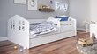 Vaikiška lova su stalčiumi ir čiužiniu Kocot Kids Kacper, balta цена и информация | Vaikiškos lovos | pigu.lt