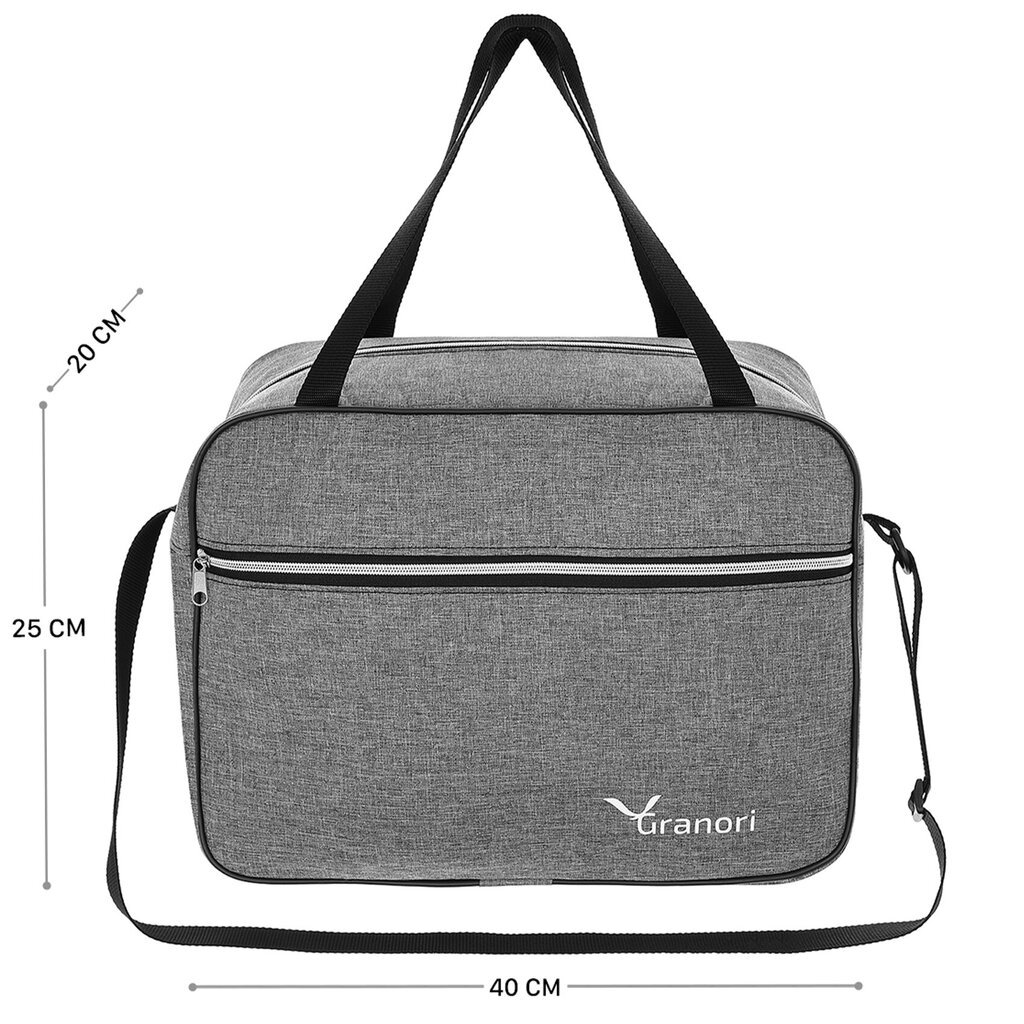 Rankinio bagažo rankinė Granori, 40x20x25 cm, pilka kaina ir informacija | Kuprinės ir krepšiai | pigu.lt