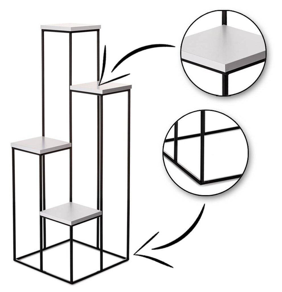 Modernus gėlių stovas, juodas/baltas, 110 cm kaina ir informacija | Gėlių stovai, vazonų laikikliai | pigu.lt