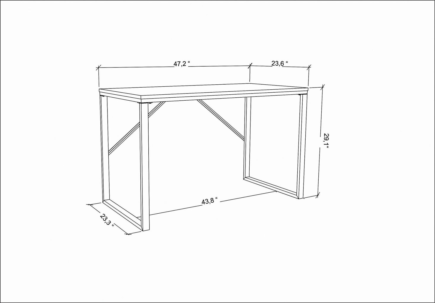Stalas Asir, 120x60x74 cm, juodas/baltas цена и информация | Kompiuteriniai, rašomieji stalai | pigu.lt