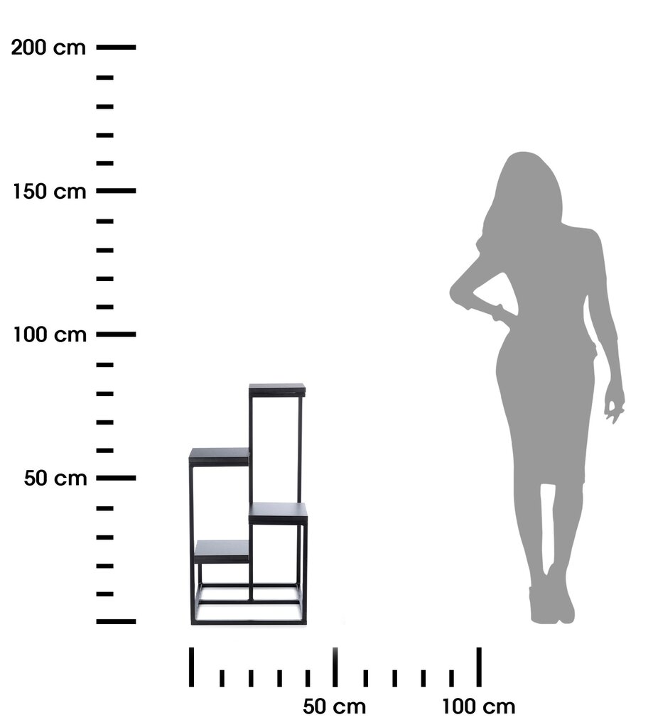Gėlių stovas Kaskada Loft, juodas цена и информация | Gėlių stovai, vazonų laikikliai | pigu.lt